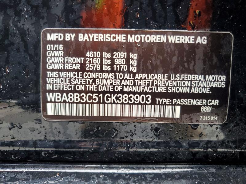 Продаж на аукціоні авто 2016 Bmw 340, vin: WBA8B3C51GK383903, номер лоту: 52680486