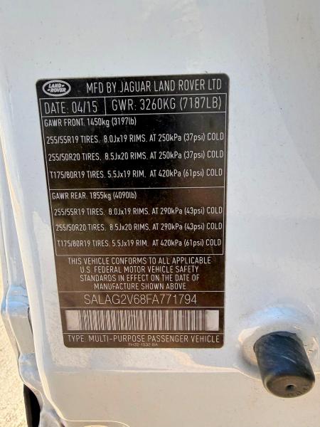 Aukcja sprzedaży 2015 Land Rover Lr4, vin: SALAG2V68FA771794, numer aukcji: 52451216