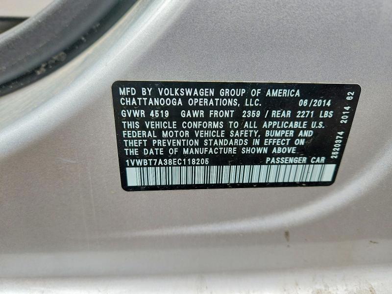Aukcja sprzedaży 2014 Volkswagen Passat, vin: 1VWBT7A38EC118205, numer aukcji: 54090496