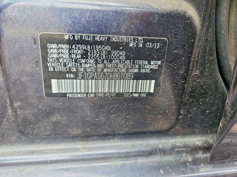 Продаж на аукціоні авто 2013 Subaru Impreza, vin: JF1GPAS67DH861089, номер лоту: 52428416