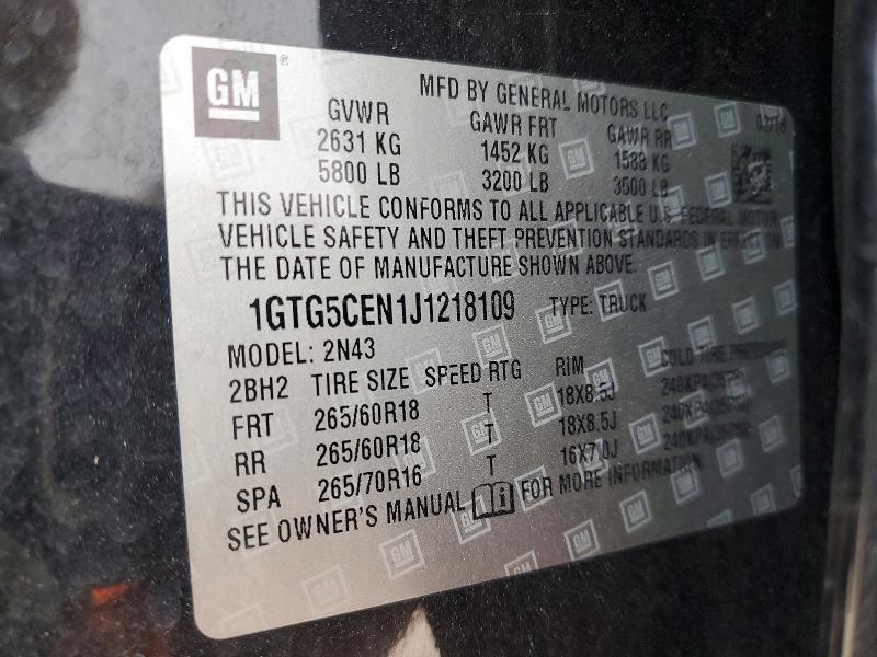 Продаж на аукціоні авто 2018 Gmc Canyon, vin: 1GTG5CEN1J1218109, номер лоту: 52491126