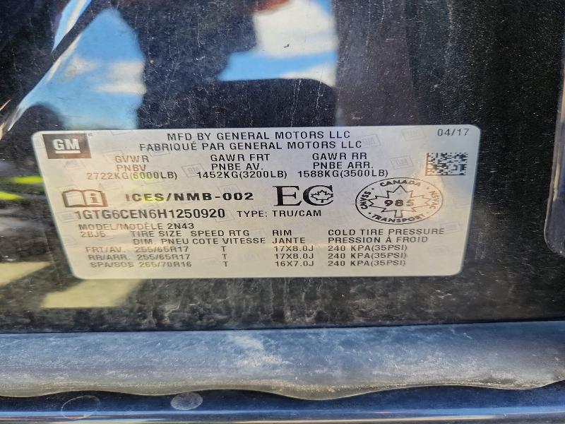 2017 Gmc Canyon მანქანა იყიდება აუქციონზე, vin: 1GTG6CEN6H1250920, აუქციონის ნომერი: 55115526
