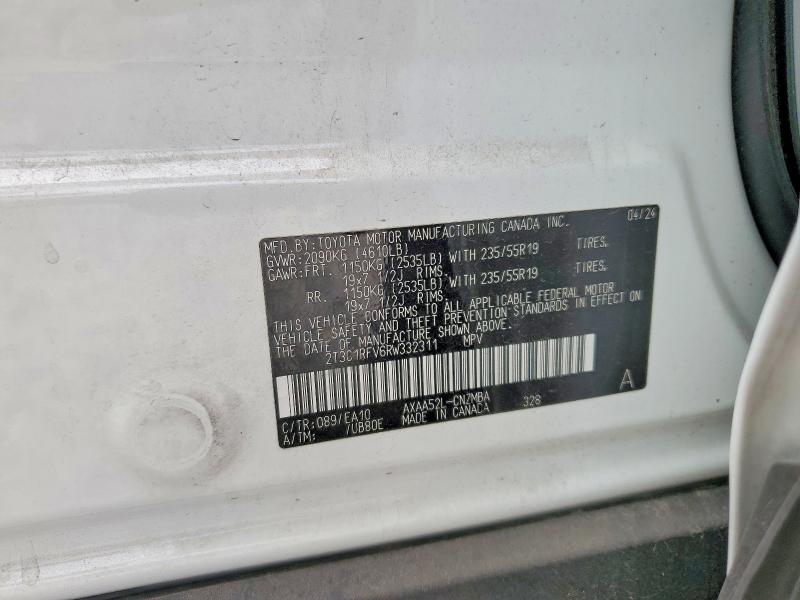 2024 Toyota Rav4 მანქანა იყიდება აუქციონზე, vin: 2T3C1RFV6RW332311, აუქციონის ნომერი: 54723556