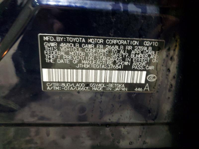 Aukcja sprzedaży 2010 Lexus Es, vin: JTHBK1EG1A2376841, numer aukcji: 53639756