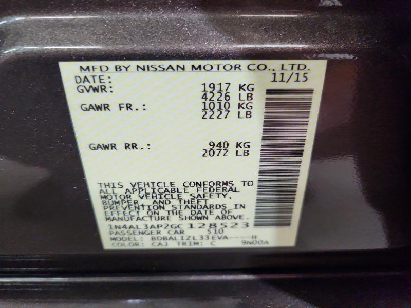 2016 Nissan Altima მანქანა იყიდება აუქციონზე, vin: 1N4AL3AP2GC128523, აუქციონის ნომერი: 55372876