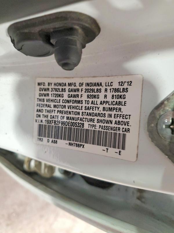 Продажа на аукционе авто 2013 Honda Civic, vin: 19XFB2F99DE005328, номер лота: 53931816