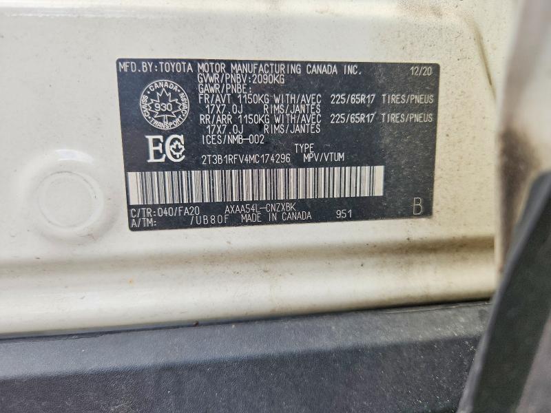Продажа на аукционе авто 2021 Toyota Rav4, vin: 2T3B1RFV4MC174296, номер лота: 54089316