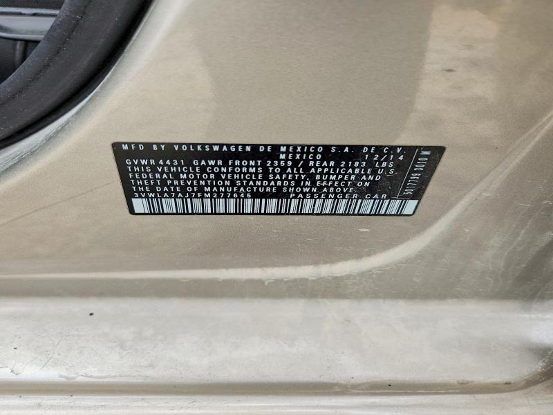 52940086 :رقم المزاد ، 3VWLA7AJ7FM277645 vin ، 2015 Volkswagen Jetta مزاد بيع