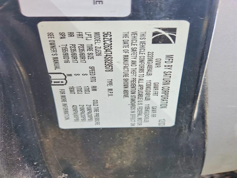 2004 Saturn Vue მანქანა იყიდება აუქციონზე, vin: 5GZCZ63474S829578, აუქციონის ნომერი: 54350586