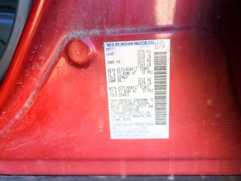 2015 Nissan Rogue მანქანა იყიდება აუქციონზე, vin: 5N1AT2MLXFC800366, აუქციონის ნომერი: 52721376