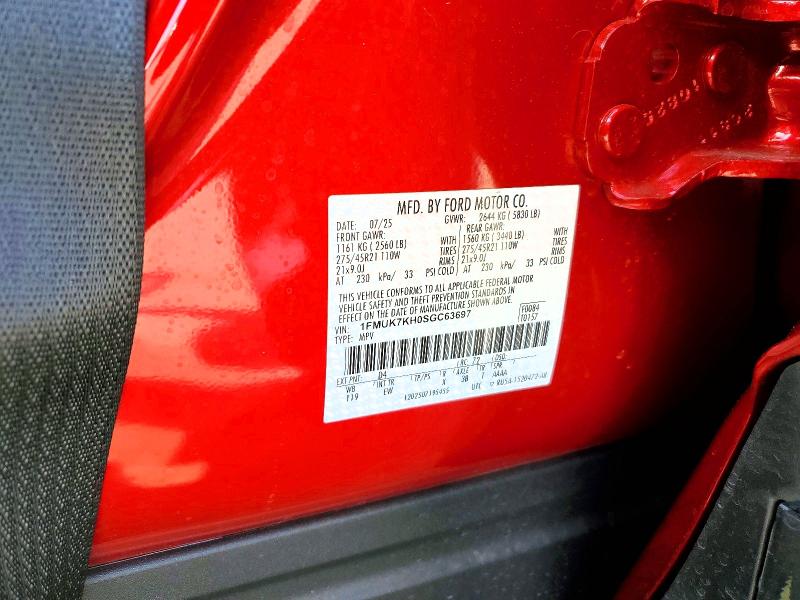 2025 Ford Explorer მანქანა იყიდება აუქციონზე, vin: 1FMUK7KH0SGC63697, აუქციონის ნომერი: 54892416