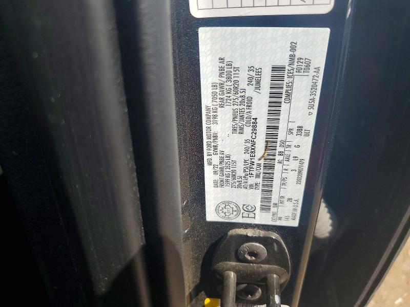2022 Ford F-150 მანქანა იყიდება აუქციონზე, vin: 1FTFW1E8XNFC29884, აუქციონის ნომერი: 52997266