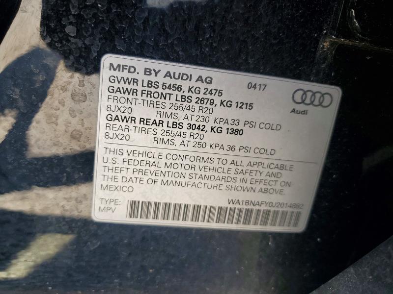 Продаж на аукціоні авто 2018 Audi Q5, vin: WA1BNAFY0J2014882, номер лоту: 53403336
