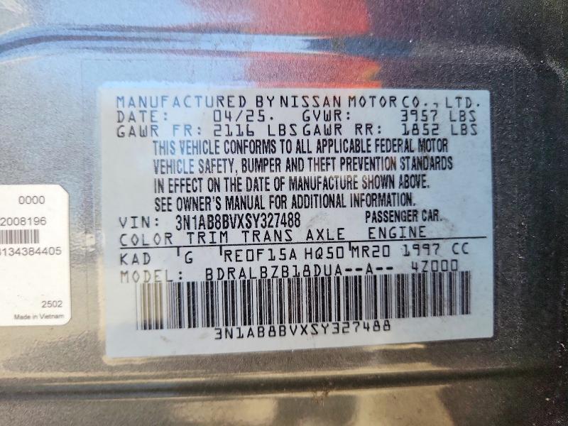 Продажа на аукционе авто 2025 Nissan Sentra, vin: 3N1AB8BVXSY327488, номер лота: 51132376