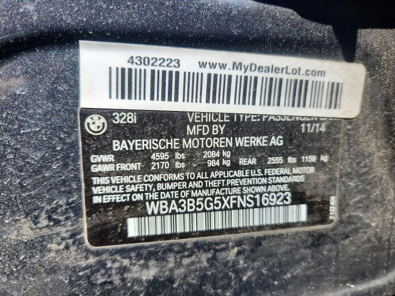 52778836 :رقم المزاد ، WBA3B5G5XFNS16923 vin ، 2015 Bmw 328 مزاد بيع