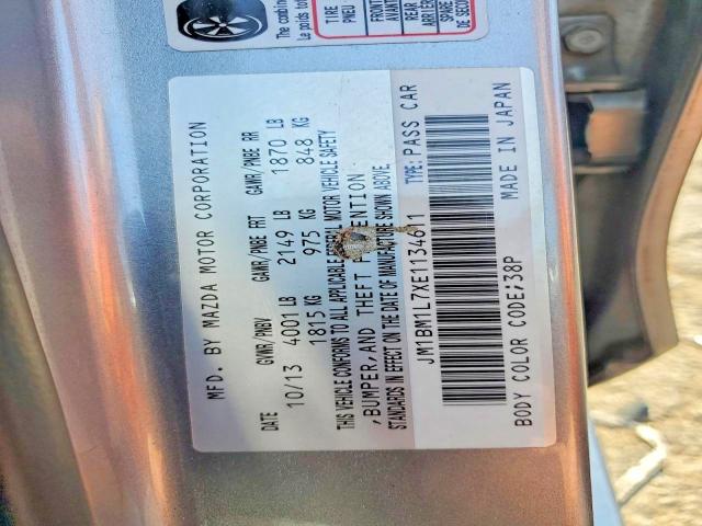 Aukcja sprzedaży 2014 Mazda 3, vin: JM1BM1L7XE1134611, numer aukcji: 54970186