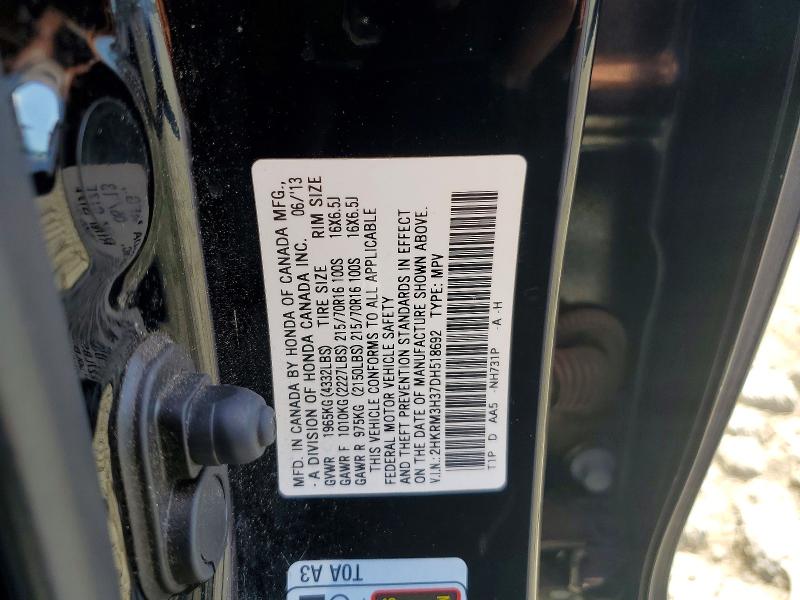 Auction sale of the 2013 Honda Cr-v, vin: 2HKRM3H37DH518692, lot number: 54482156
