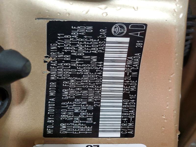 55539936 :رقم المزاد ، 2T1BU4EE1BC747544 vin ، 2011 Toyota Corolla مزاد بيع