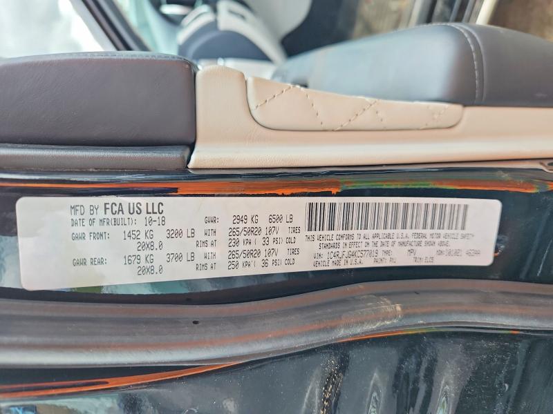 53300366 :رقم المزاد ، 1C4RJFJG4KC577019 vin ، 2019 Jeep Grand Cherokee مزاد بيع