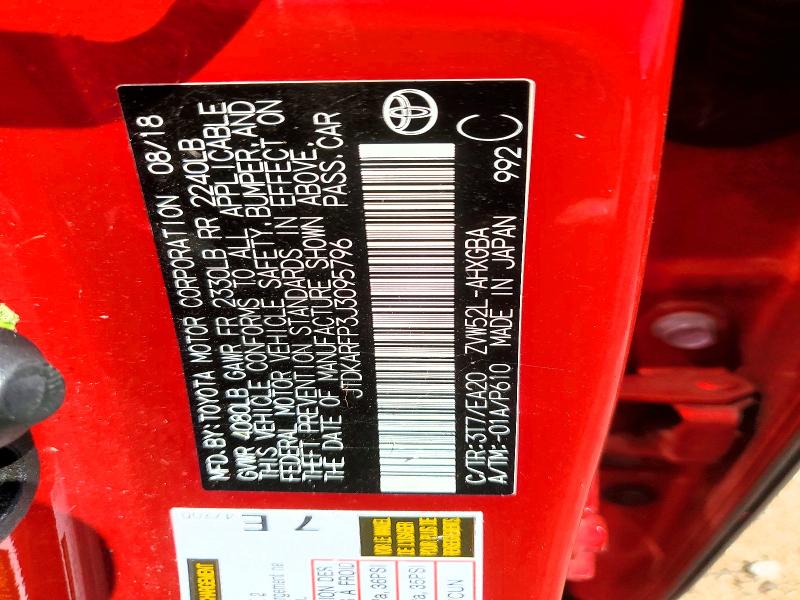 Aukcja sprzedaży 2018 Toyota Prius, vin: JTDKARFP3J3095796, numer aukcji: 52104486