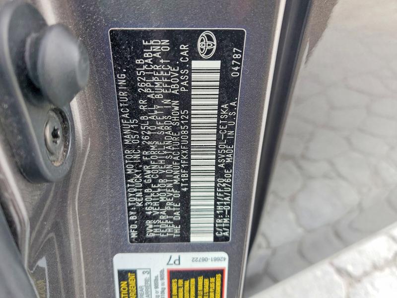 2015 Toyota Camry მანქანა იყიდება აუქციონზე, vin: 4T1BF1FKXFU085125, აუქციონის ნომერი: 53669546
