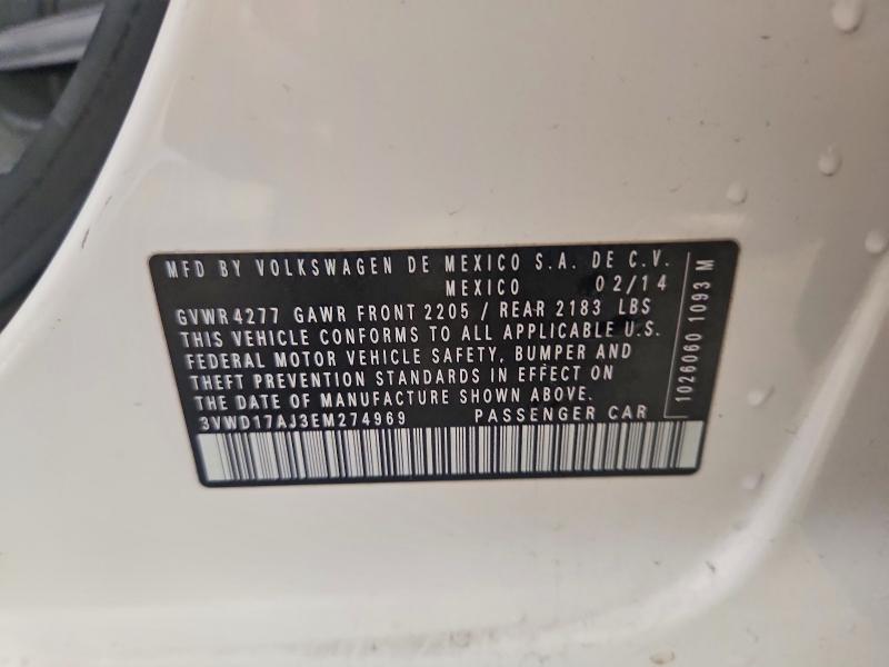 Aukcja sprzedaży 2014 Volkswagen Jetta, vin: 3VWD17AJ3EM274969, numer aukcji: 54462096