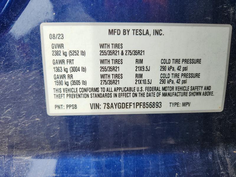 Продажа на аукционе авто 2023 Tesla Model Y, vin: 7SAYGDEF1PF856893, номер лота: 54419296