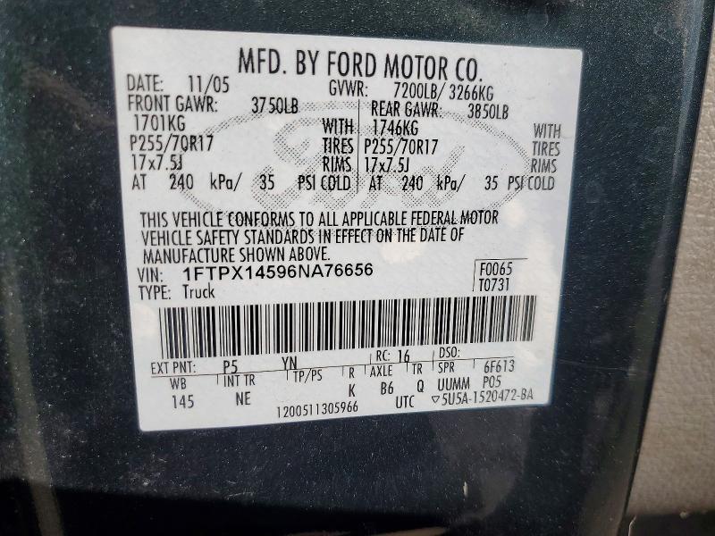 Aukcja sprzedaży 2006 Ford F150, vin: 1FTPX14596NA76656, numer aukcji: 52320386
