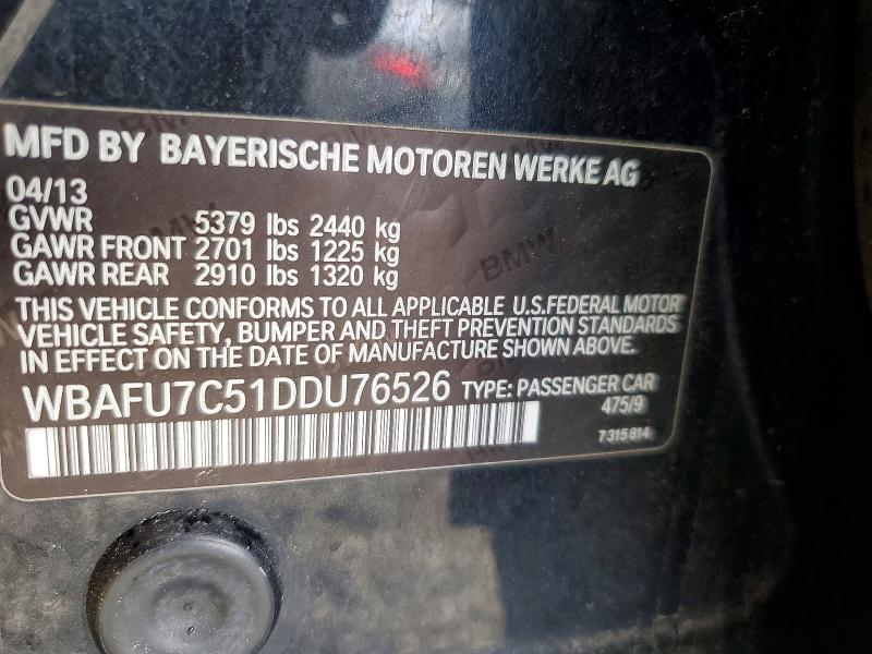 2013 Bmw 535 მანქანა იყიდება აუქციონზე, vin: WBAFU7C51DDU76526, აუქციონის ნომერი: 55046016