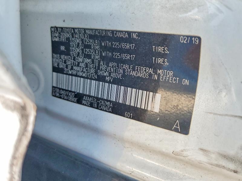 55119966 :رقم المزاد ، 2T3W1RFV8KW013124 vin ، 2019 Toyota Rav4 مزاد بيع
