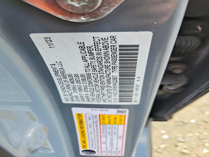 Auction sale of the 2024 Honda Accord, vin: 1HGCY2F81RA022807, lot number: 53881276