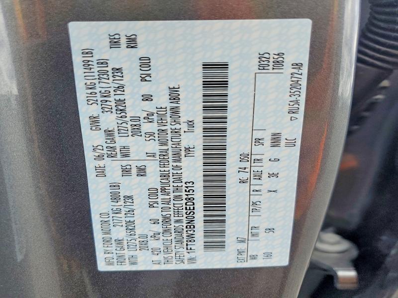 Продаж на аукціоні авто 2025 Ford F350, vin: 1FT8W3BN0SED81513, номер лоту: 53651676