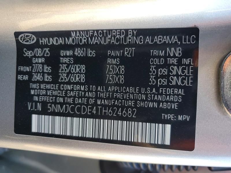 53198446 :رقم المزاد ، 5NMJCCDE4TH624682 vin ، 2026 Hyundai Tucson مزاد بيع