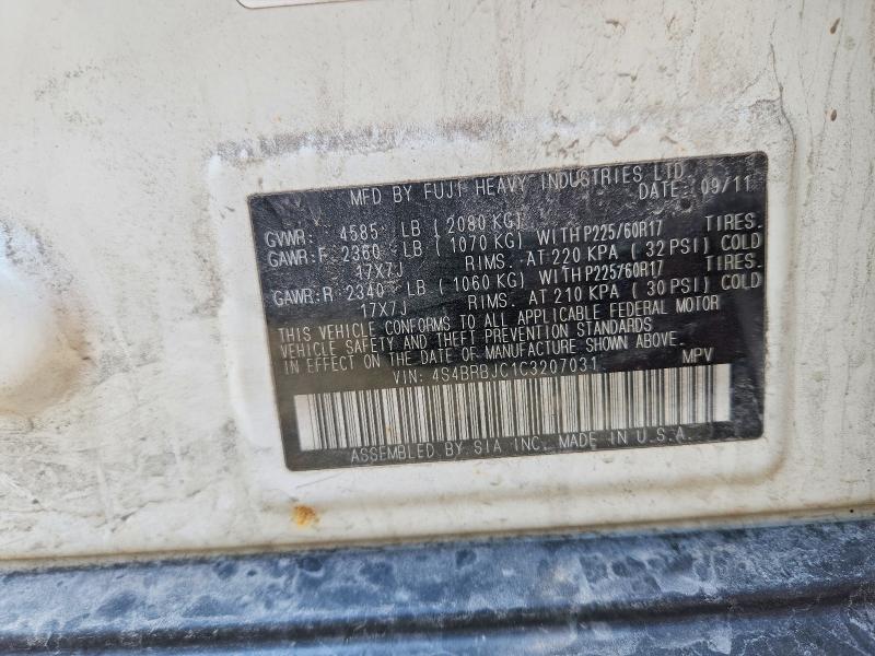 54271546 :رقم المزاد ، 4S4BRBJC1C3207031 vin ، 2012 Subaru Outback مزاد بيع