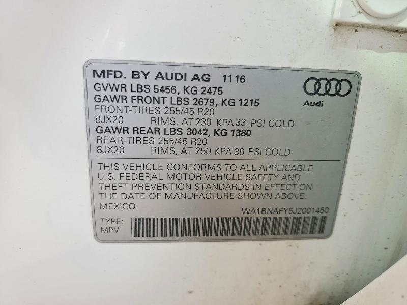 53193396 :رقم المزاد ، WA1BNAFY5J2001450 vin ، 2018 Audi Q5 مزاد بيع