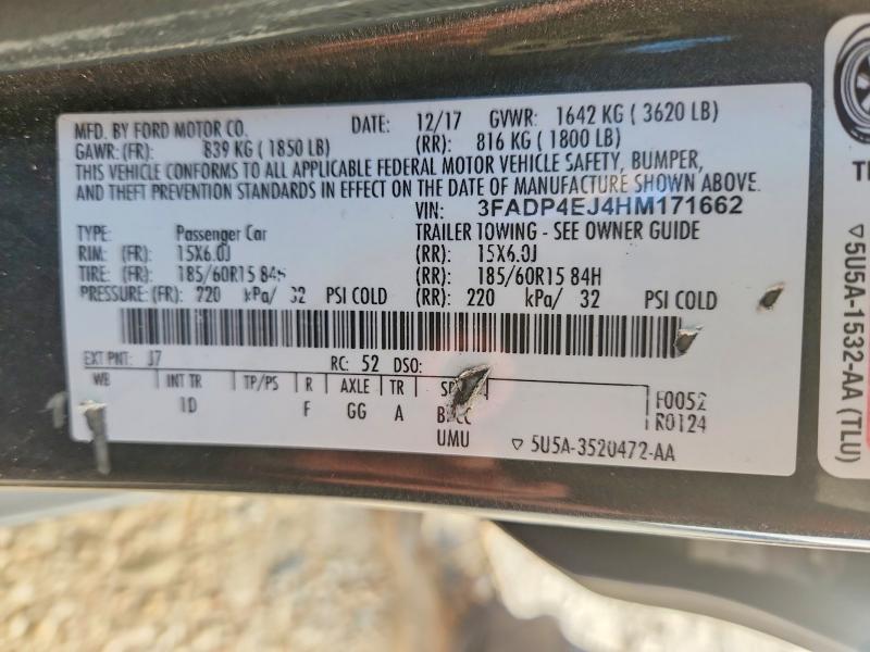 54701026 :رقم المزاد ، 3FADP4EJ4HM171662 vin ، 2017 Ford Fiesta مزاد بيع