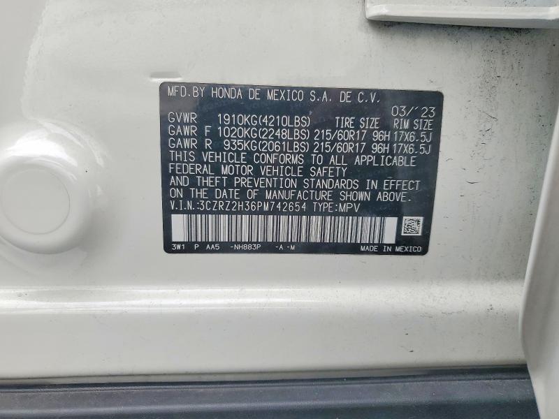 Продаж на аукціоні авто 2023 Honda Hr-v, vin: 3CZRZ2H36PM742654, номер лоту: 52914956