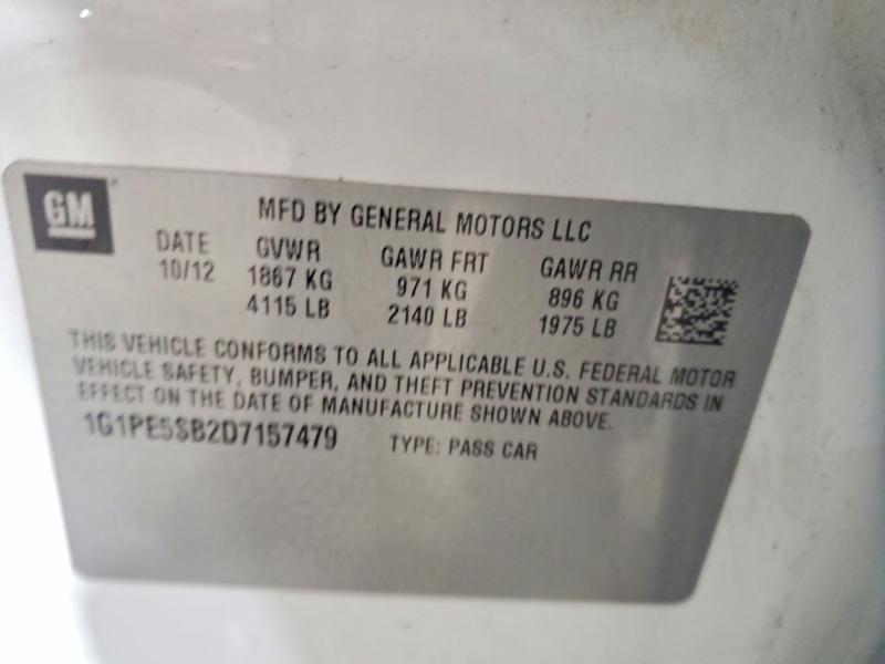 Продаж на аукціоні авто 2013 Chevrolet Cruze, vin: 1G1PE5SB2D7157479, номер лоту: 54219566