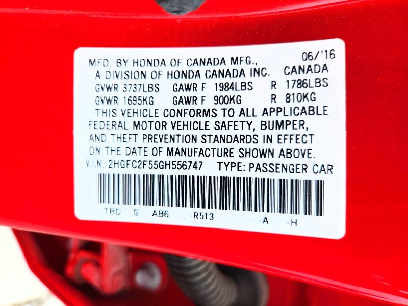 Aukcja sprzedaży 2016 Honda Civic, vin: 2HGFC2F55GH556747, numer aukcji: 53724106