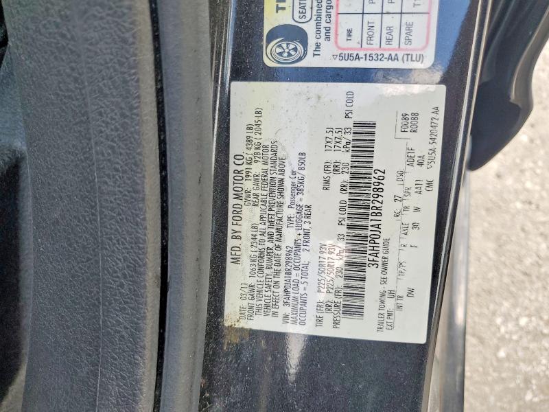 Aukcja sprzedaży 2011 Ford Fusion, vin: 3FAHP0JA1BR298962, numer aukcji: 53380686