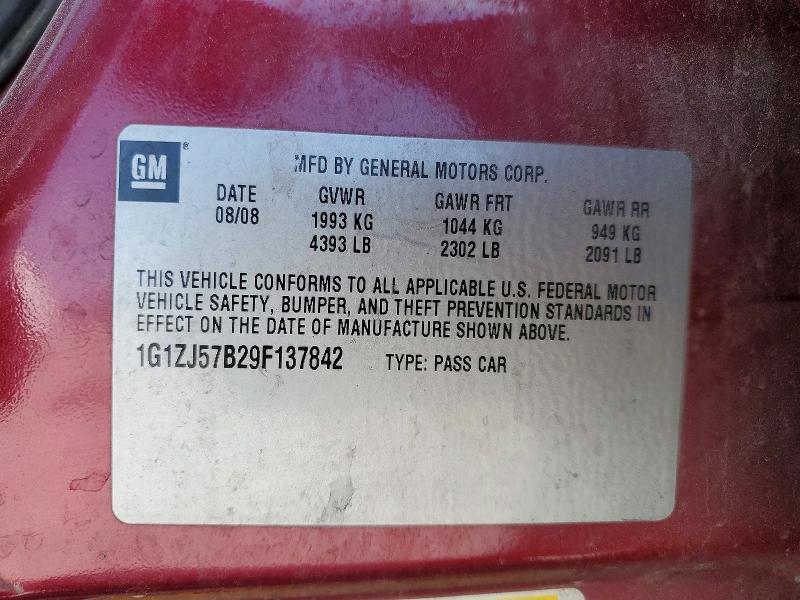 Продаж на аукціоні авто 2009 Chevrolet Malibu, vin: 1G1ZJ57B29F137842, номер лоту: 54916816