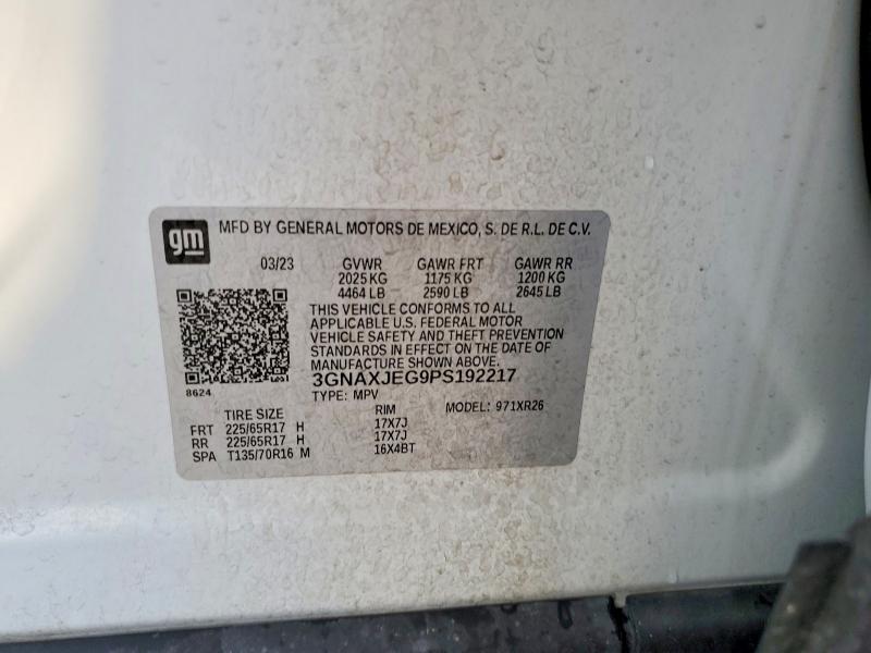 Продаж на аукціоні авто 2023 Chevrolet Equinox, vin: 3GNAXJEG9PS192217, номер лоту: 53898936