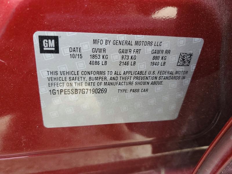 Aukcja sprzedaży 2016 Chevrolet Cruze Limited, vin: 1G1PE5SB7G7190269, numer aukcji: 52251786