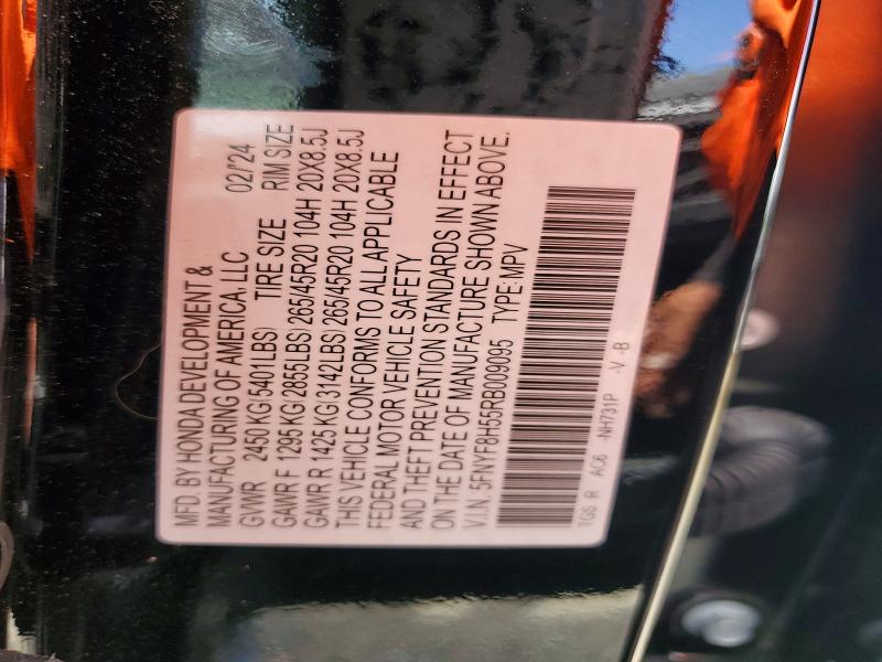Aukcja sprzedaży 2024 Honda Passport, vin: 5FNYF8H55RB009095, numer aukcji: 55107086