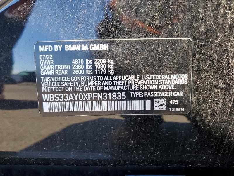 Auction sale of the 2023 Bmw M3, vin: WBS33AY0XPFN31835, lot number: 51945766