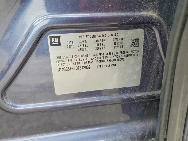 2013 Buick Lacrosse მანქანა იყიდება აუქციონზე, vin: 1G4GC5E33DF318067, აუქციონის ნომერი: 52364666