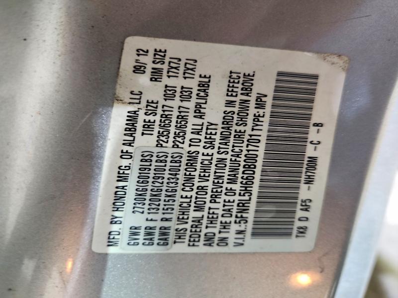 Aukcja sprzedaży 2013 Honda Odyssey, vin: 5FNRL5H66DB001701, numer aukcji: 53654306