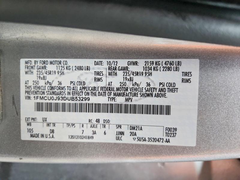 Продажа на аукционе авто 2013 Ford Escape, vin: 1FMCU0J93DUB53299, номер лота: 51864906