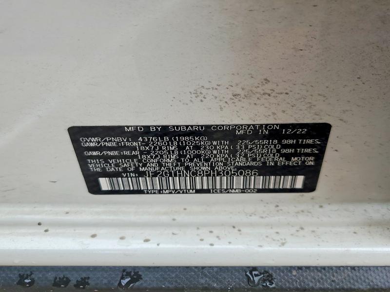 Aukcja sprzedaży 2023 Subaru Crosstrek, vin: JF2GTHNC8PH305086, numer aukcji: 54298646