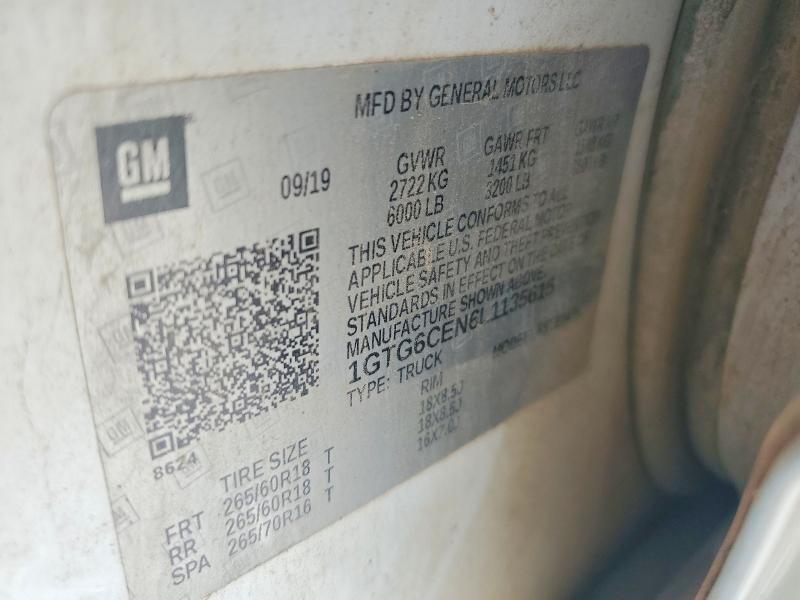 54386126 :رقم المزاد ، 1GTG6CEN6L1135615 vin ، 2020 Gmc Canyon At4 Crew Cab 4wd مزاد بيع